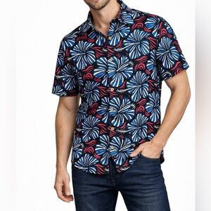 Robert Graham Amistad Shirt Men's Small Floral Short Sleeve Cotton Resort Bold